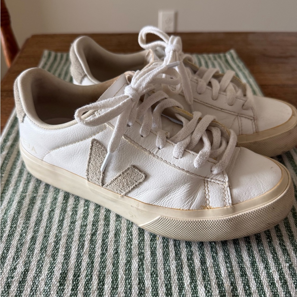 Veja Campo White and Beige Casual Sneakers